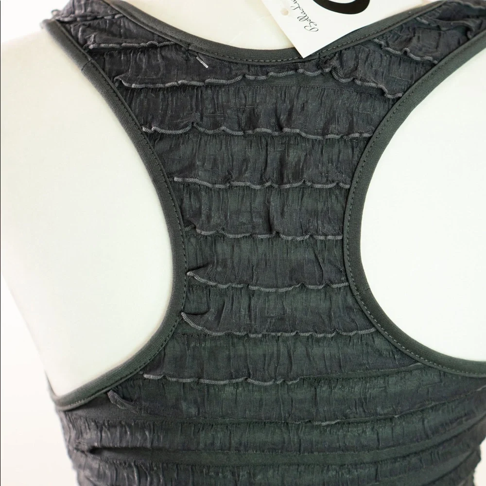 Grey Ruffled Razor Back Tank - Picture 2 of 5